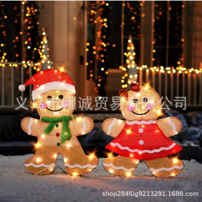 Новый Рождественский открытый декоративный Двор 2 шт. светящийся 2D Пряничный человечек Рождественский праздник Сад Двор Газон