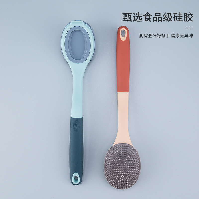 Etos Brush Pot Artifact Long Handle Pot Brush Kitchen Silicone Dishwashing Brush Pan Not to Hit Pot Brush Bowl Cleaning Brush
