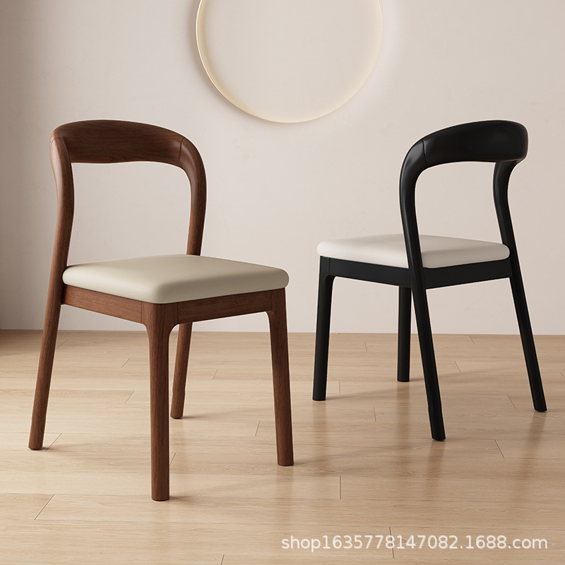 Silla de comedor de madera sólida nórdica silla de mesa de comedor de color nuez simple y moderna silla de paquete suave de hotel silla príncipe
