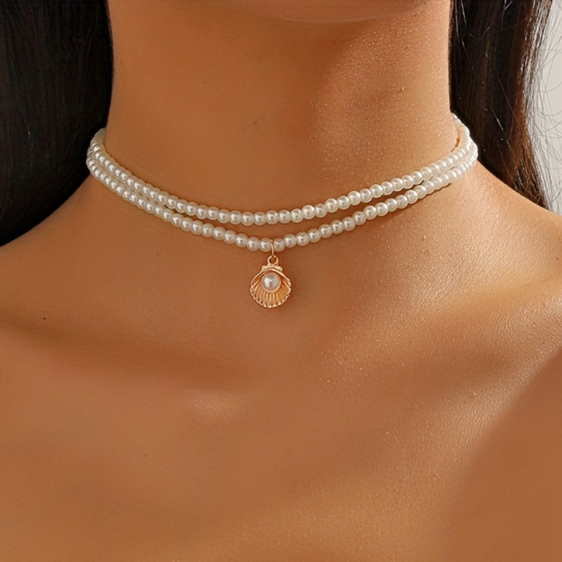 summer beach necklace pearl