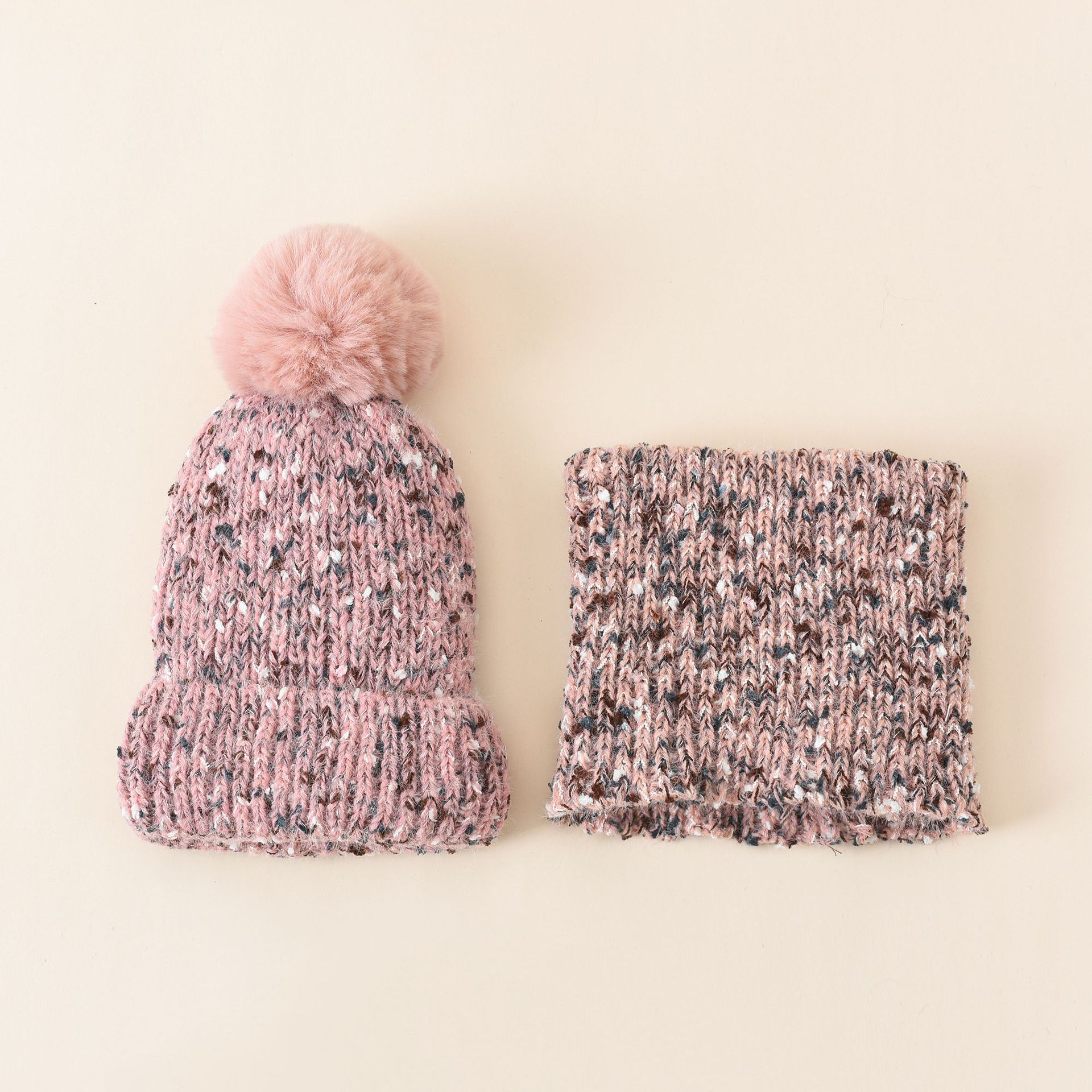 Bufanda sombrero conjunto de dos piezas traje forrado de lana engrosada cálido cuello protección bufanda a prueba de viento Bola de piel sombrero de lana de punto para las mujeres image 10