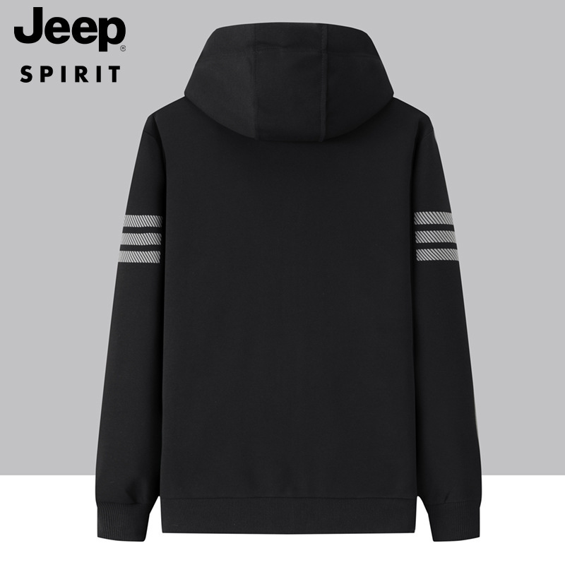 Jeep Spirit Brand Men's Jacket Spring and Autum Hooded Sweatshirt Loose Large Size Hooded Sports Cardigan Business