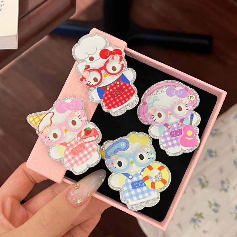 甜美可爱围裙kt猫少女心发卡亚克力鸭嘴夹碎发刘海夹发饰头饰批发|undefined