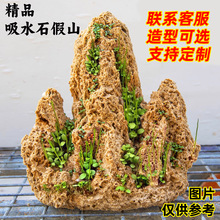 上水石盆景假山吸水石微景观装饰奇石摆件天然原石水锈石盆景