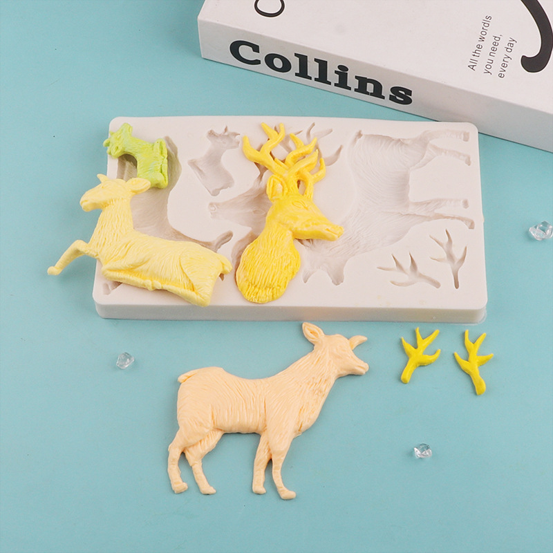 Navidad ELK Antler pastel de chocolate decoración del molde de epoxy decoración de la joyería herramienta de molienda fondant molde para hornear