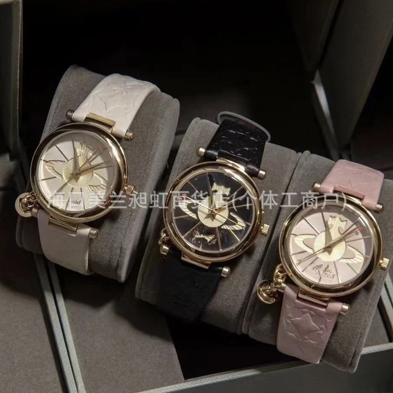 2025 Empress Ice Red Watch for Women Cherry Saturn Steel Band Snake Bone Small Gold Watch Xiaohongshu Popular Dial