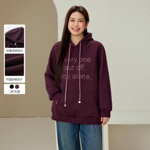 Slim Show plus size Women's American Style Retro Personalized Age-reducing fleece-lined Warm All-match Sweat Chubby mm2024 Winter New Arrival