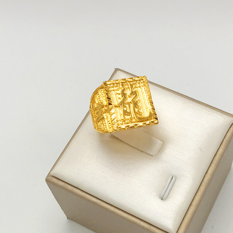 黄銅の金メッキの福の金儲けの指輪の男性の多種類の車の花は宝の蛇口の関公の戒子の金メッキの指輪を招きます。