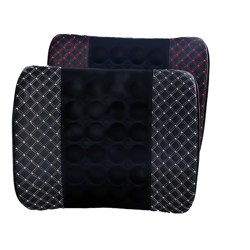 Car Memory Foam Electric Lumbar Support, Dual-Use for Home and Car, Vibrating Massage Backrest, Microfiber Leather Waist Cushion Backrest Pad