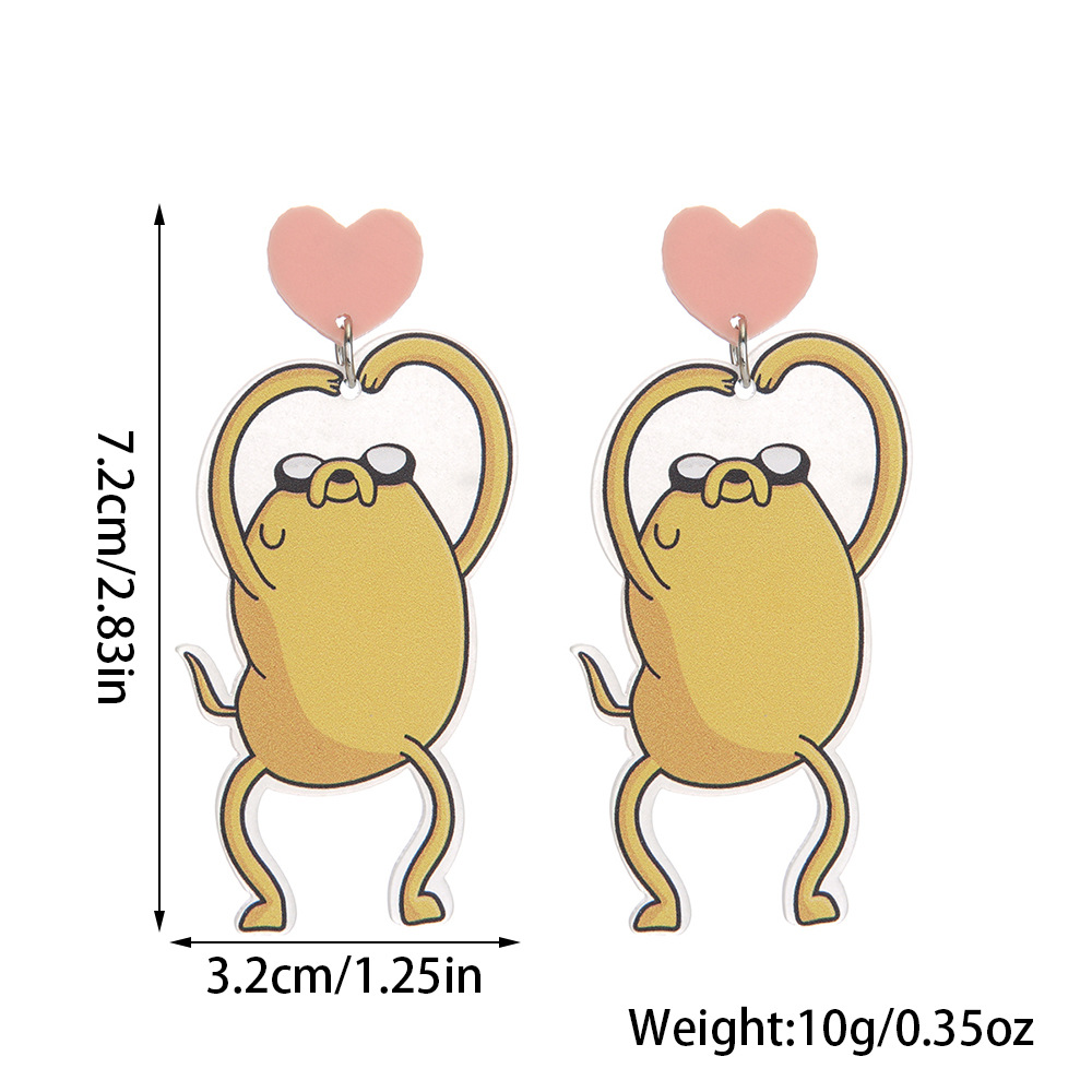 5g Weight 1 Pair Cartoon Style Sweet Cartoon Character Arylic Drop Earrings