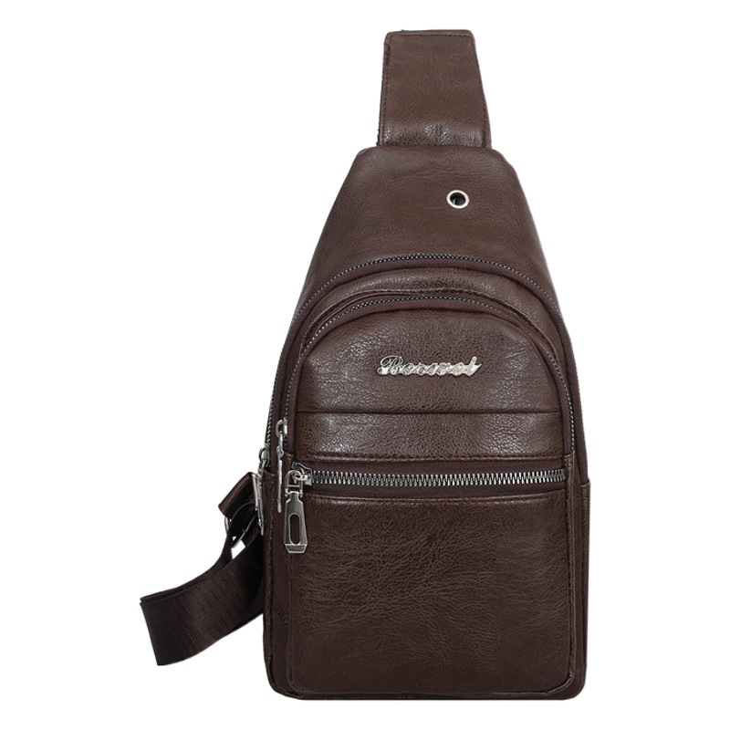 New Men's Chest Bag Pu Outdoor Sports Leisure Multi-Functional Crossbody Bag Simple Large Capacity Shoulder Bag Wholesale