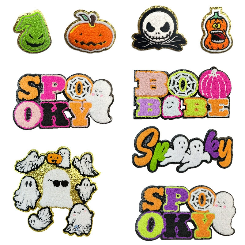 Кросс-бордер спот Хэллоуин призрак нашитая тканевая нашивка SPOOKY и BOO BEBE мультяшная отметка персонализированная нашивка