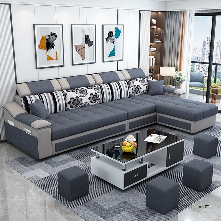 Fabric Sofa Living Room 2025 New Style Simple Modern Small Apartment Technology Cloth Rental House Rural Home Furniture