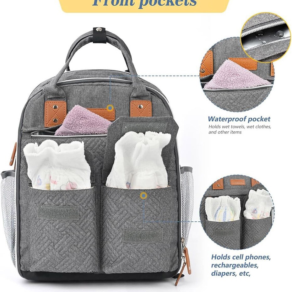 Bolso de momia de doble hombro de gran capacidad a prueba de agua con USB conjunto de tres piezas bolsa de madre y bebé transfronteriza Venta caliente bolsa de madre multifuncional