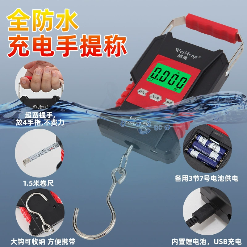 A28USB перезаряжаемые водонепроницаемые электронные весы 50kg сумки двойной точности рыболовные весы