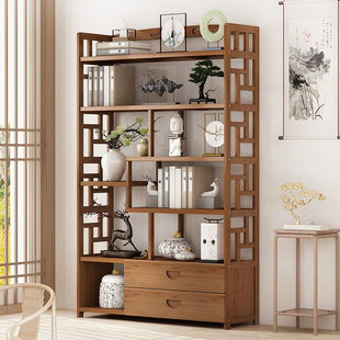 Bogu Rack Solid Wood New Chinoiserie Tea Cabinet Storage Rack Tea Cabinet Display Cabinet Tea Room Ornaments Duobao Pavilion Tea Set Ma Xiao