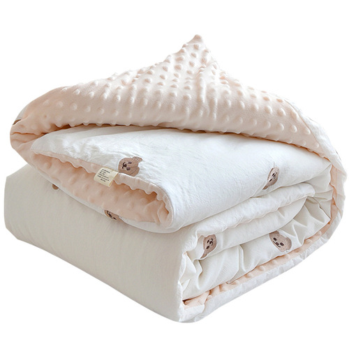Baby Class A Cotton Quilt Baby Pure Cotton Embroidered Bean Velvet Thickened Quilt Adult Autumn and Winter Large Comfort Quilt