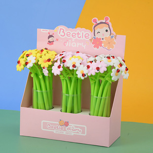New Cute Four Leaf Flower Soft Silicone Style Pen ZF2358 Fashion Cute Cartoon Gel Pen Office Stationery