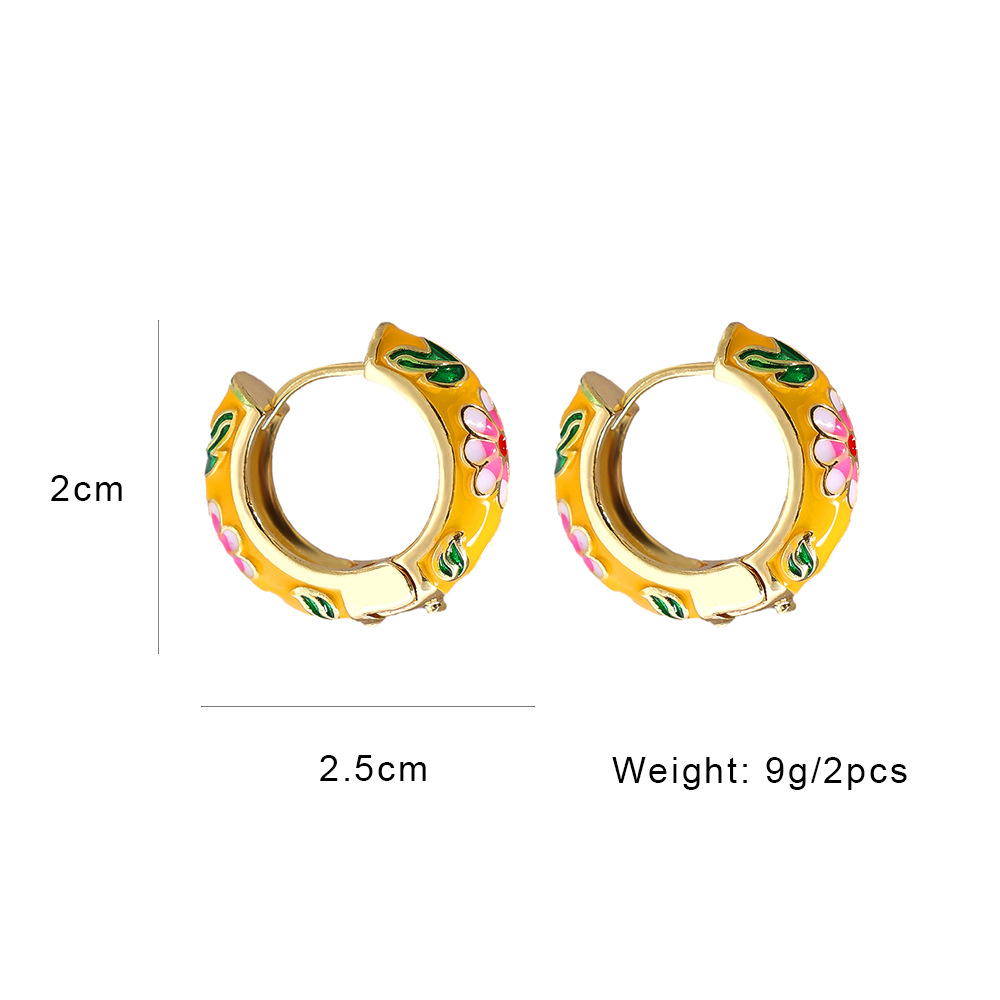 Wholesale Jewelry Flower Pattern Multicolor Copper Gold-plated Earrings Nihaojewelry display picture 22