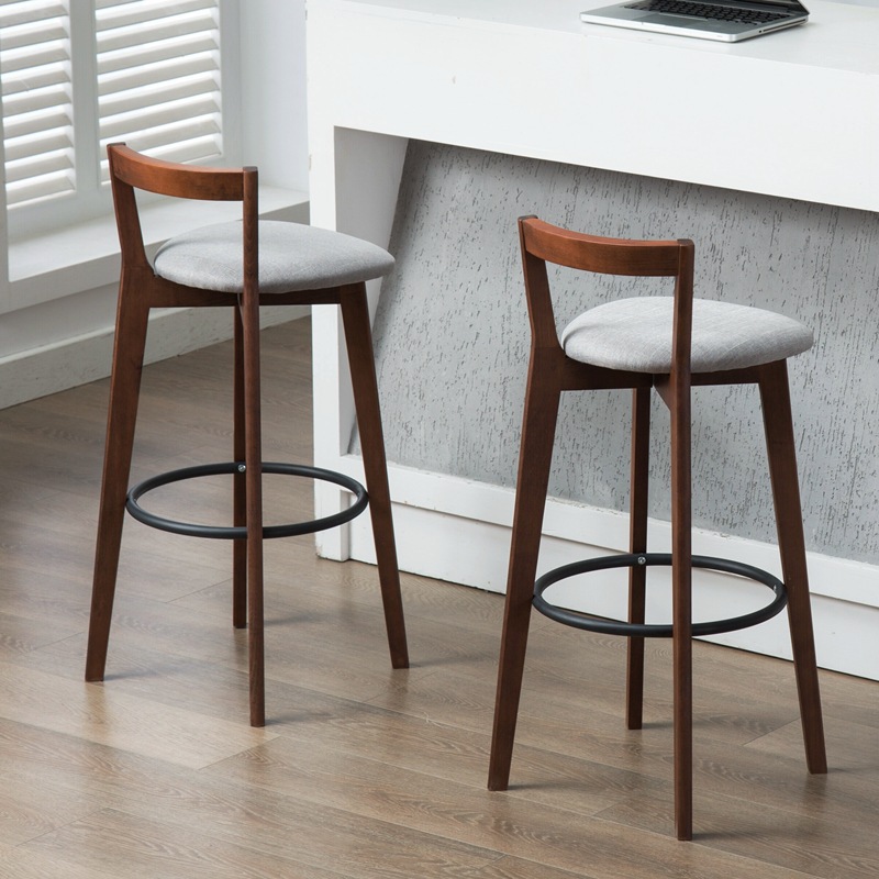 Bar chair Nordic real wood modern simple creative bar stool new…