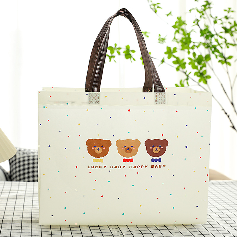 卡通可爱小熊童装店服装批发无纺布袋礼品袋手提袋现货外卖打包袋