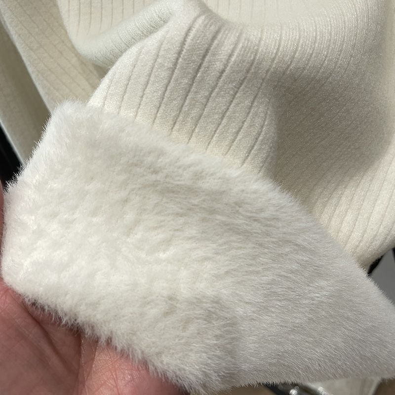 【 Famiglia Cashmere 】 Lana spessa autunnale e invernale con aggiunta di pile, strato interno in pile caldo monopezzo da donna, semi_voghion.com