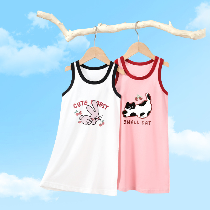 Summer New Girls' dress Children's Princess Skirt Baby Korean-style Vessal Skirt Casual Children's Wear Home Nightdress