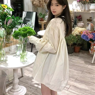 欧美跨境外贸小个子衬衫娃娃连衣裙子女温柔小众减龄短裙超仙内搭
