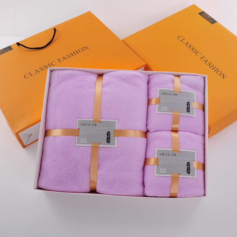 Souvenir Towel Coral Velvet Towel Bath Towel Three-Piece Set Creative with Satchel Gift Wedding Box Logo Towel Souvenir Towel Coral Velvet Towel Bath Towel Three-Piece Set Creative with Satchel Gift Wedding Box Logo Towel