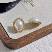 韩国东大门代购同款椭圆大珍珠耳环耳钉女个性时尚网红ins风耳饰