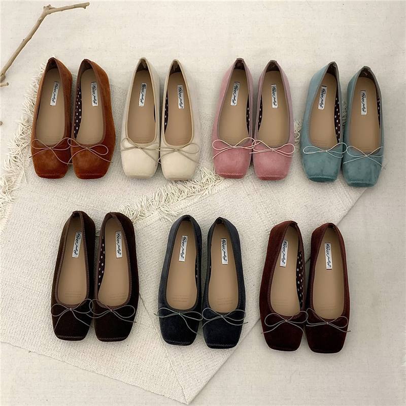 Retro Gentle Bow Scoop Shoes Flat Granny Shoes Summer Soft Sole Women's Shoes French Evening Style Ballet Shoes