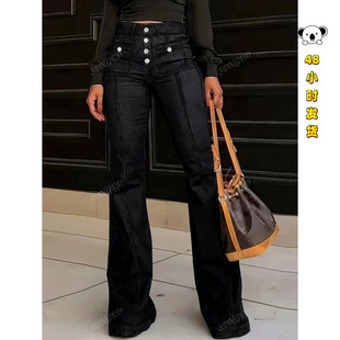 O 78041 Double Button Straight Jeans �p��ֱͲţ��ѝ