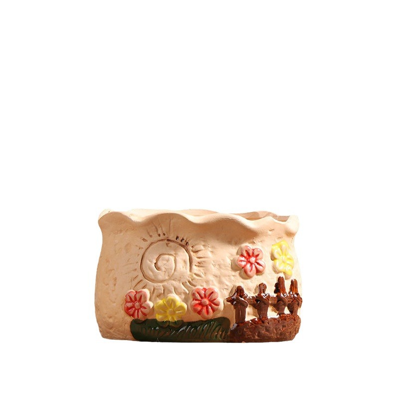 Cerámica pintada a mano, maceta de cerámica, balcón doméstico, cerámica gruesa, maceta de cerámica especial pequeña, al por mayor