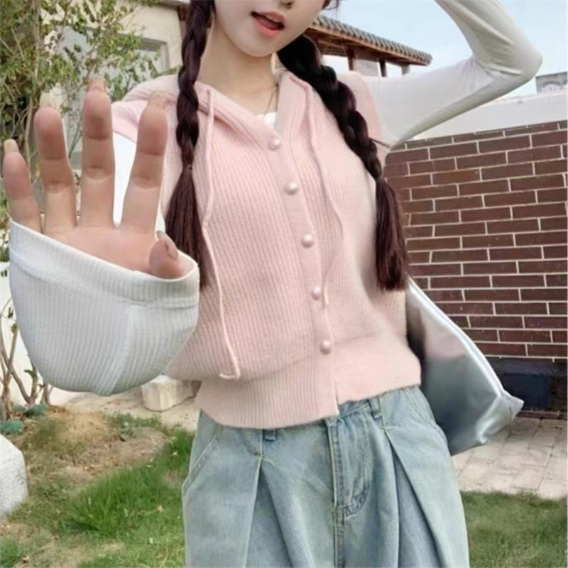 24 invierno Puyuan chaleco de punto para mujeres de principios de otoño chaleco sin mangas coreano corto cardigan con sombrero image 10