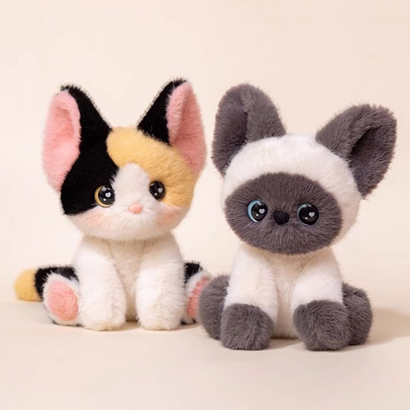 インターネット有名人の同じスタイルのかわいい三毛猫ぬいぐるみ人形子猫テーブルコンパニオン人形ベッド睡眠人形ギフト|undefined