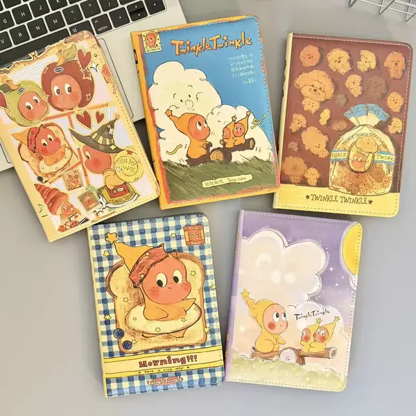 Star-Themed Leather-Bound Color Drawing Book, High-Quality Student Notebook with Colorful Inner Pages, Thickened Journal Diary Notebook
