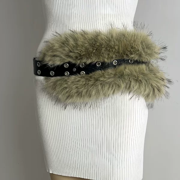 Rabbit Fur Belt D.I.A Ootd Furry Belt European and American Cross-Border Hot-Selling Sexy Hot Girl Waist Belt Wide Genuine Rabbit Fur