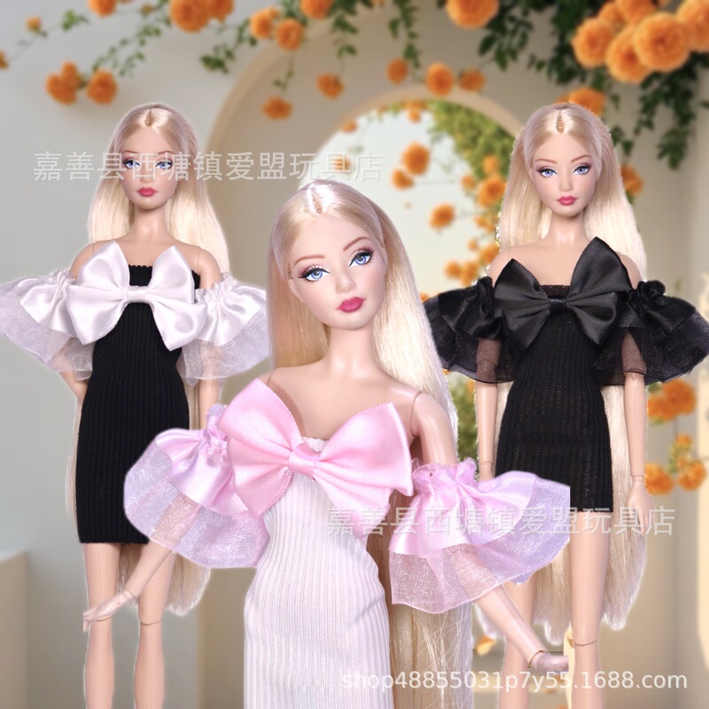 Wholesale Thirty 30cm Dress-Up Clothes Puff Sleeve Bowknot Dress Barbie Doll Children's Doll Outfit Wholesale Thirty 30cm Dress-Up Clothes Puff Sleeve Bowknot Dress Barbie Doll Children's Doll Outfit