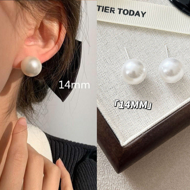 s925銀針珍珠耳釘暖白色高級感氣質潮耳飾女時尚小眾簡約百搭飾品