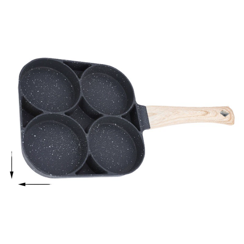 Maifan Stone Сковорода для яиц с четырьмя отверстиями Кухонная газовая индукционная плита Сковорода двойного назначения с антипригарным покрытием Сковорода для завтрака Сковорода для яичных гамбургеров