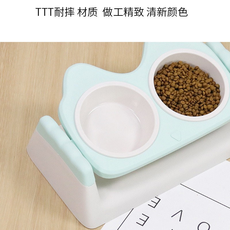Tazón de gato tazón de comida para gatos tazón de perro de ángulo ajustable tazón de perro tazón de gato tazón doble tazón de protección de la columna cervical perro vajilla en stock al por mayor