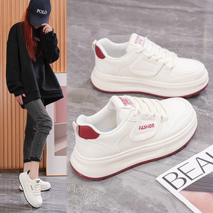 Spring 2025 New White Shoes Ins Korean Style Height-increasing Soft-soled Casual Sports All-match Lightweight Sneakers H1312