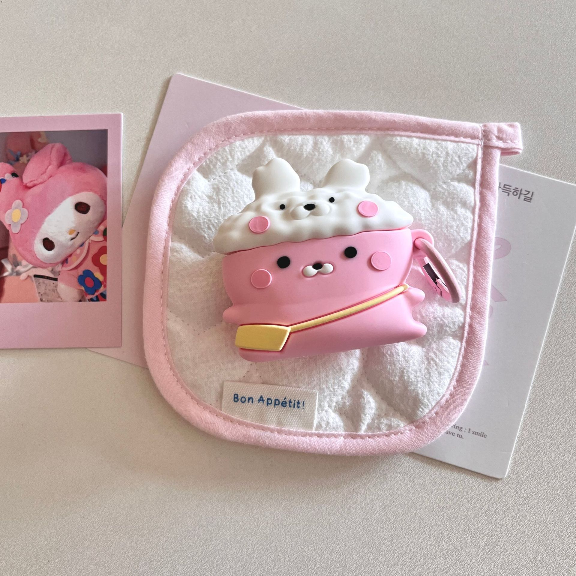 Divertido conejo de corazón de niña de dibujos animados para AirPids1/2 auriculares airpodPro2 carcasa 3/4 silicona Pro