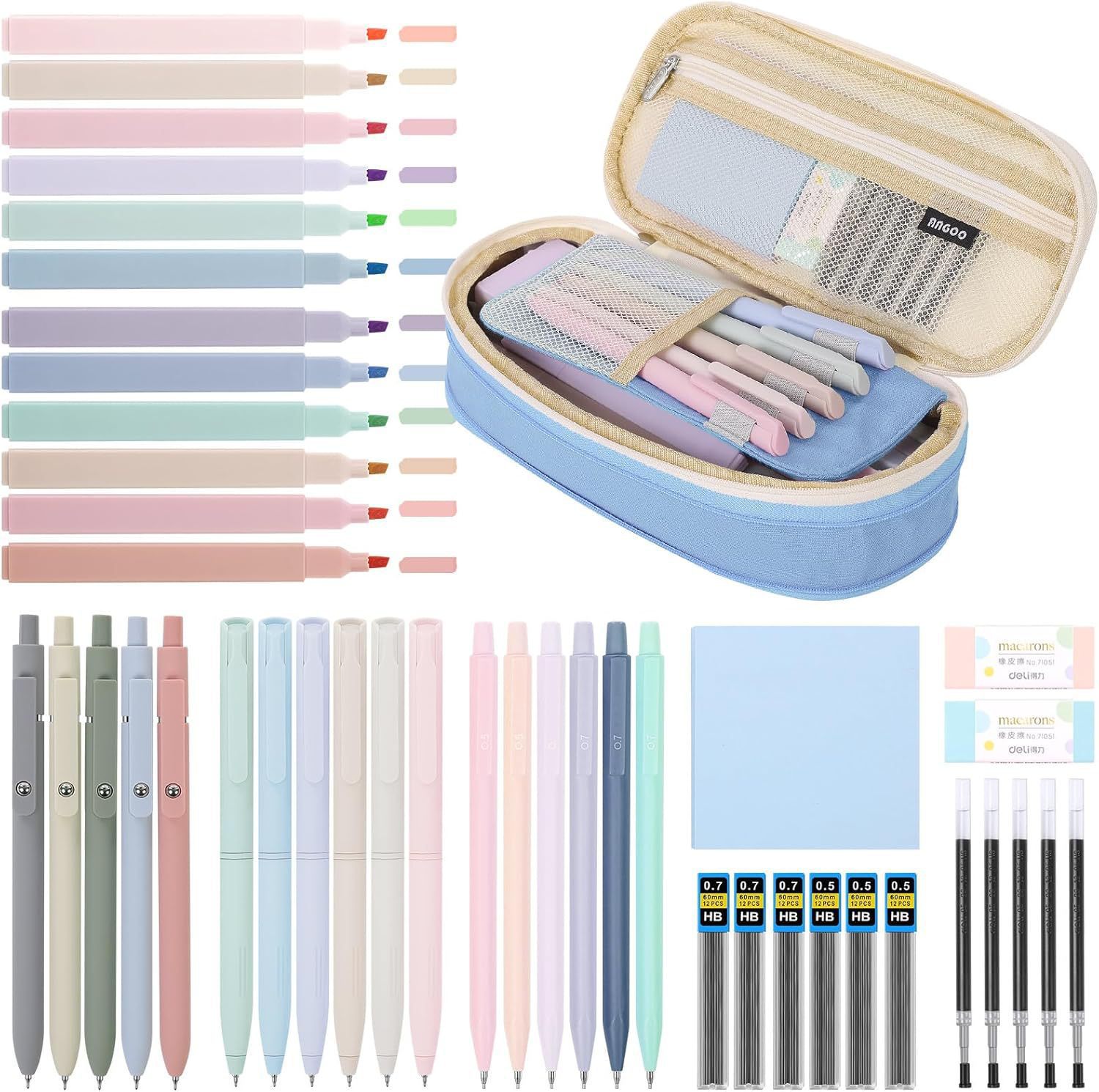 (Cross-border trading), (Wholesale), rollerball pen for students, teaching stationery, school set, capacious pencil case, wide color palette 2