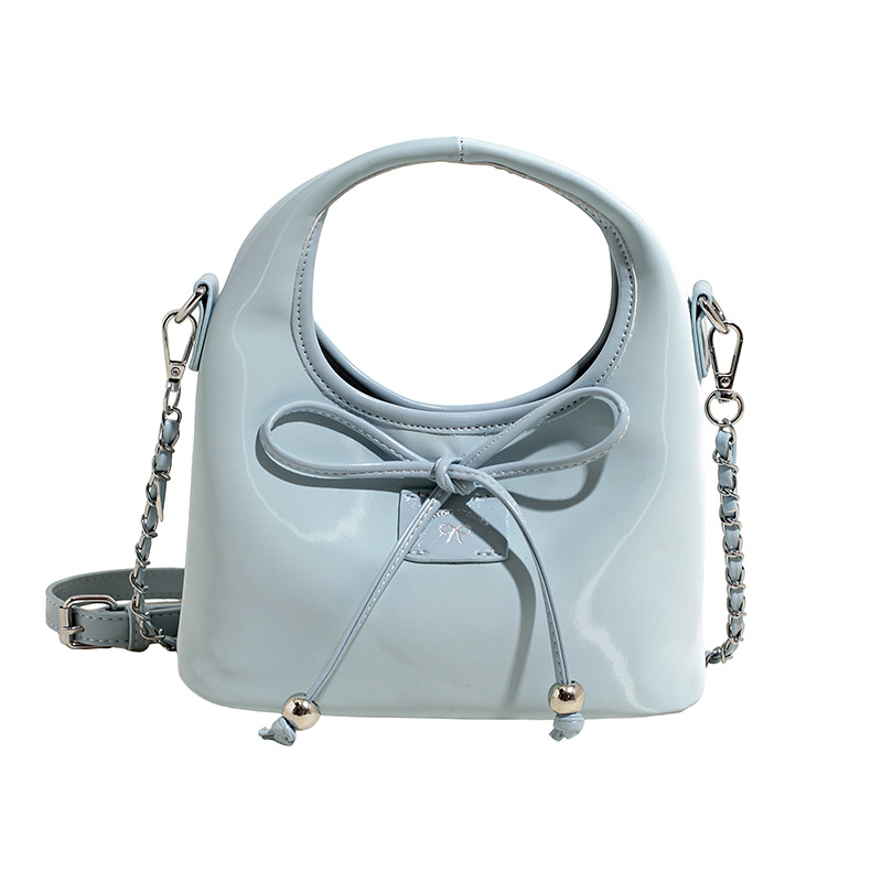 Bolso de moda coreano 2025 nuevo bolso de cadena bolso de hombro con textura esmerilada bolso de mensajero con lazo lindo