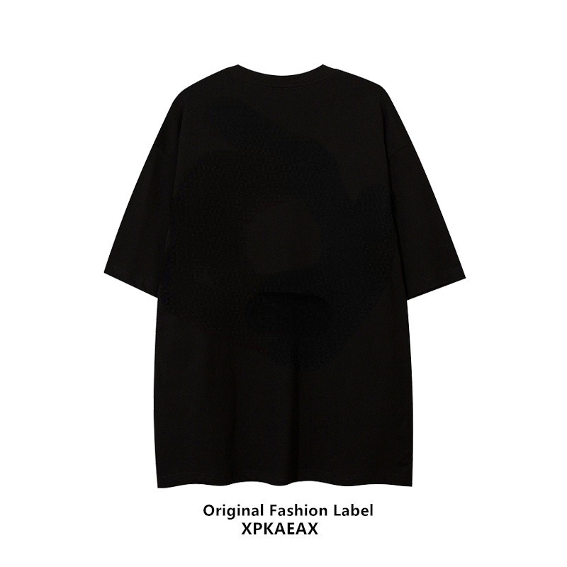 Verano 2023 hombres de algodón de manga corta de la calle americana hip hop oscuro más tamaño casual cuello redondo Camiseta de los hombres