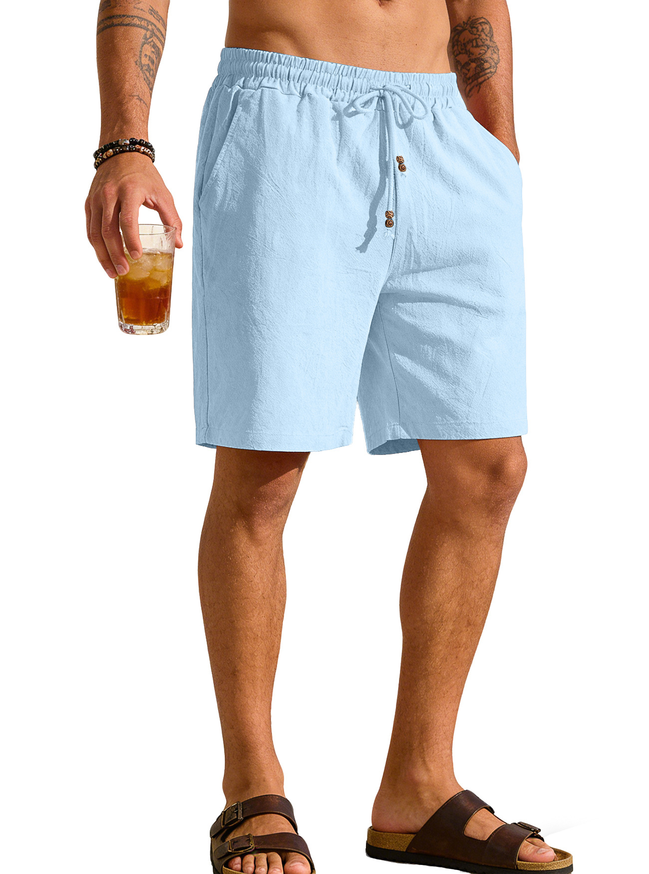 Transfronterizos de hombre Europa y América Amazon verano nuevo hombre algodón sólido ropa de playa pantalones cortos deportivos casuales sueltos