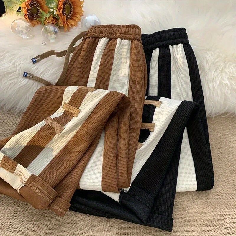 Label Striped Pants Men's High Street Vibe Trendy Brand Handsome Street Drape Large Size Loose Spring Casual Pants