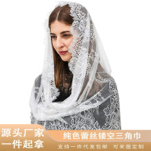 eBay亚马逊跨境爆款新娘睫毛花边头纱女士围巾婚礼头巾面纱P12975
