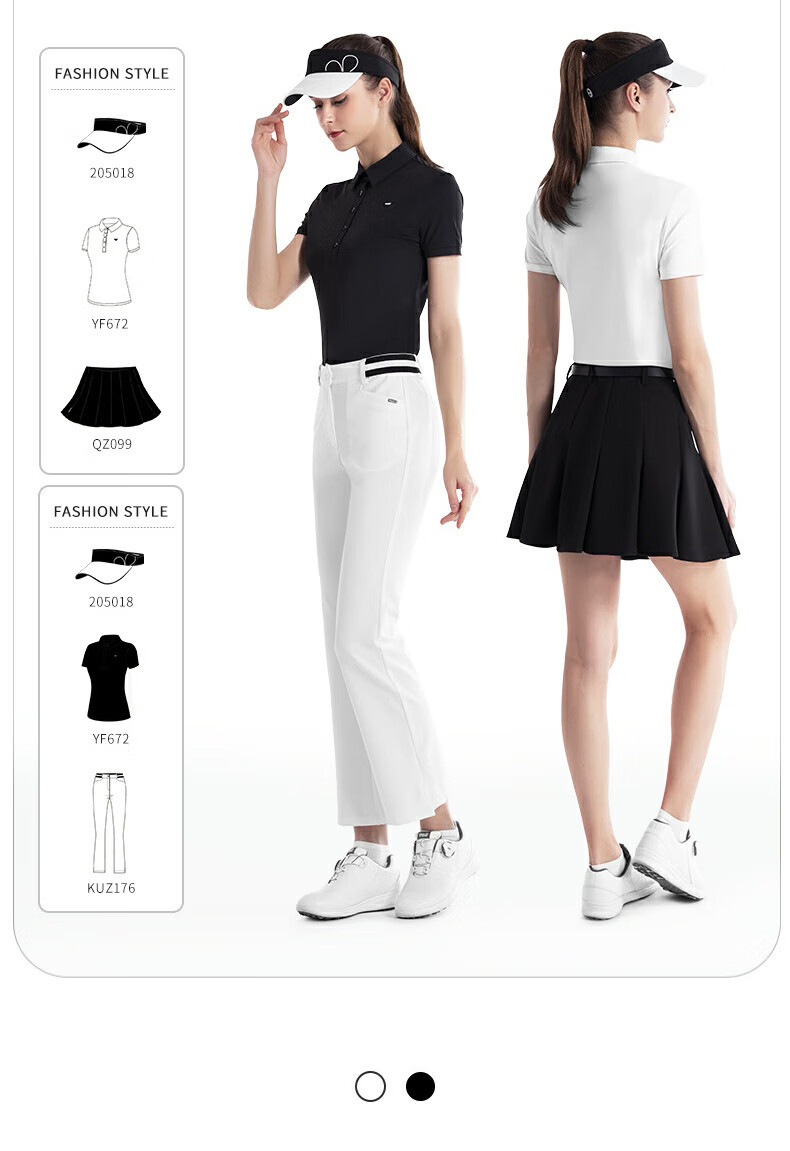 Bộ váy golf nữ xếp ly tay ngắn POLO — QZ099 [với quần chống lộ] váy trắng xếp ly, YF672 POLO trắng, QZ099 [với quần chống lộ] váy đen xếp ly, YF672 đen POLO chi tiết 4